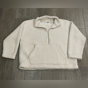 Aerie Women’s Size Large Sherpa Cozy Cream Pullover Sweatshirt 1/4 Zip